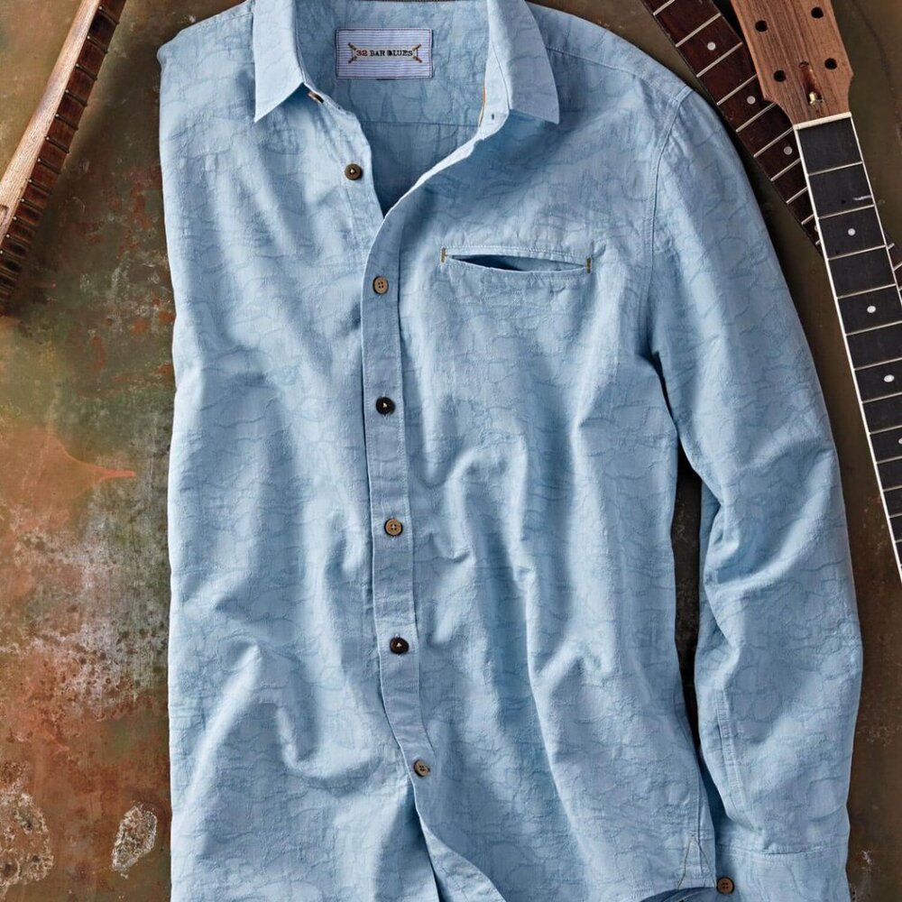 32 Bar Blues Jaquard Light Blue Button Down Size M